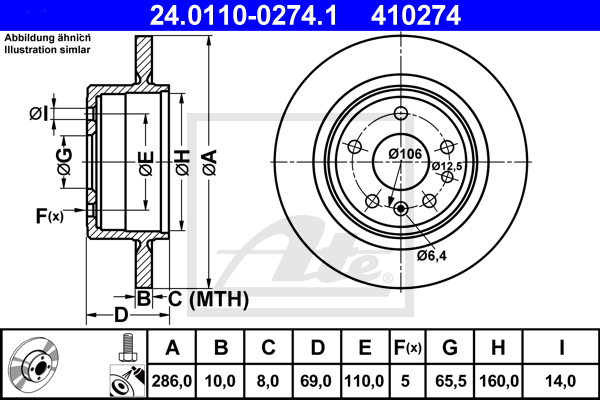 Disc frana 24.0110-0274.1 ATE