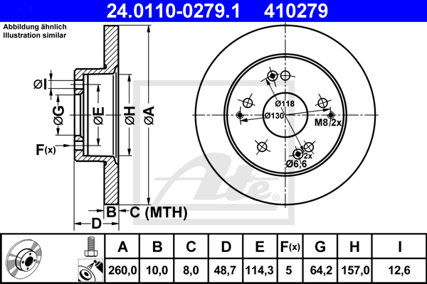 Disc frana 24.0110-0279.1 ATE