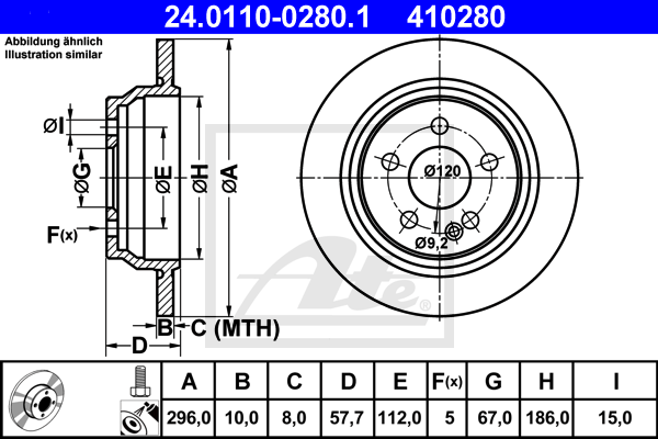 Disc frana 24.0110-0280.1 ATE