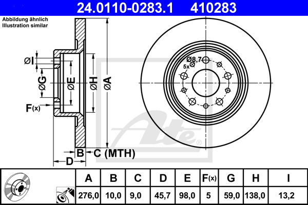 Disc frana 24.0110-0283.1 ATE