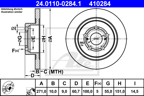 Disc frana 24.0110-0284.1 ATE