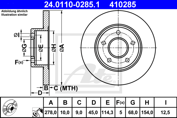 Disc frana 24.0110-0285.1 ATE