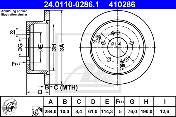 Disc frana 24.0110-0286.1 ATE