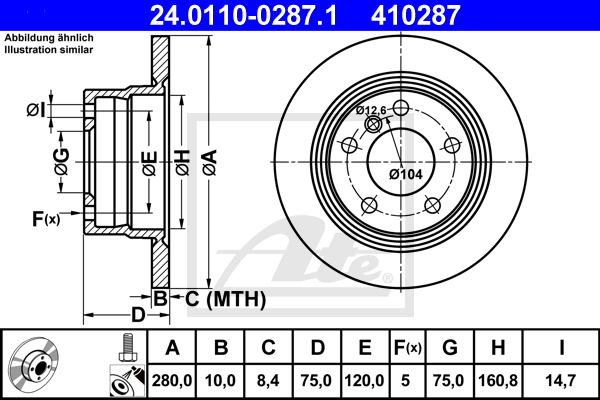 Disc frana 24.0110-0287.1 ATE