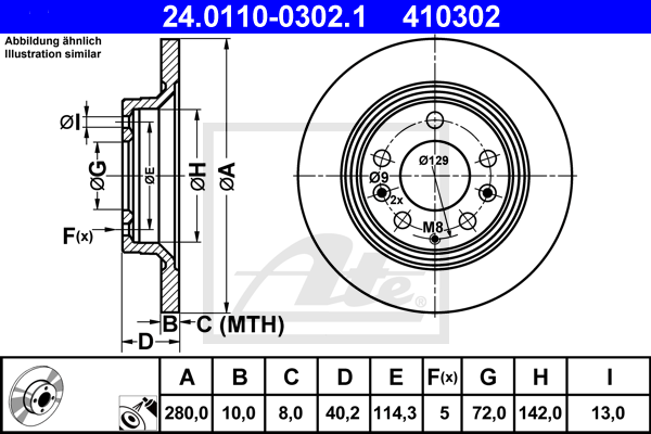 Disc frana 24.0110-0302.1 ATE