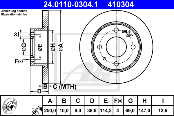 Disc frana 24.0110-0304.1 ATE