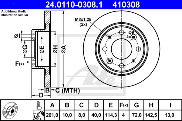 Disc frana 24.0110-0308.1 ATE