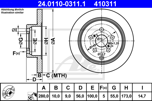 Disc frana 24.0110-0311.1 ATE