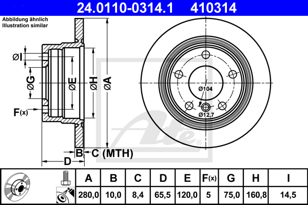 Disc frana 24.0110-0314.1 ATE