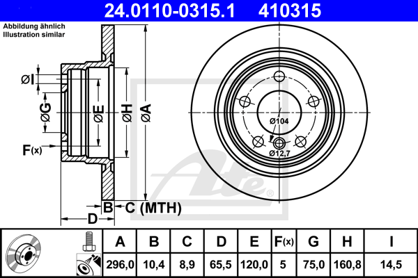 Disc frana 24.0110-0315.1 ATE