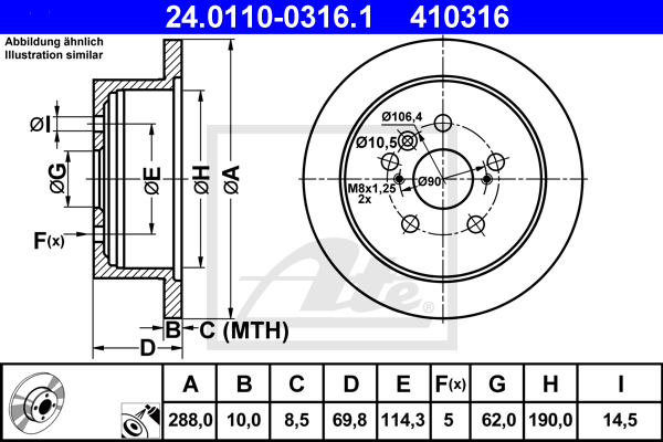 Disc frana 24.0110-0316.1 ATE