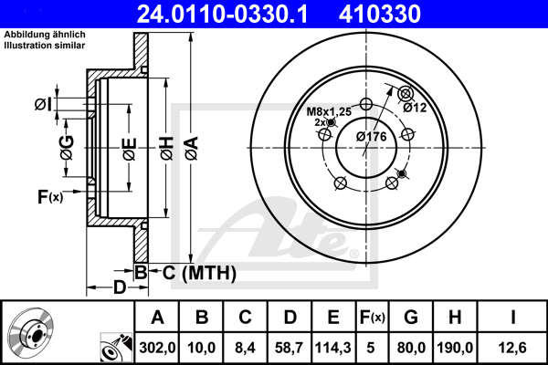 Disc frana 24.0110-0330.1 ATE