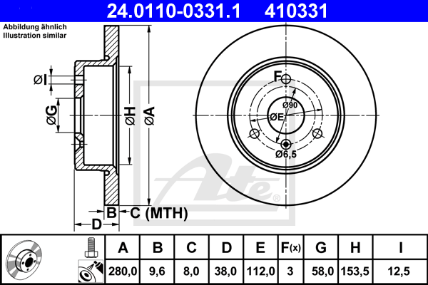 Disc frana 24.0110-0331.1 ATE