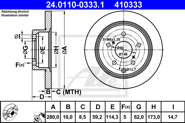 Disc frana 24.0110-0333.1 ATE