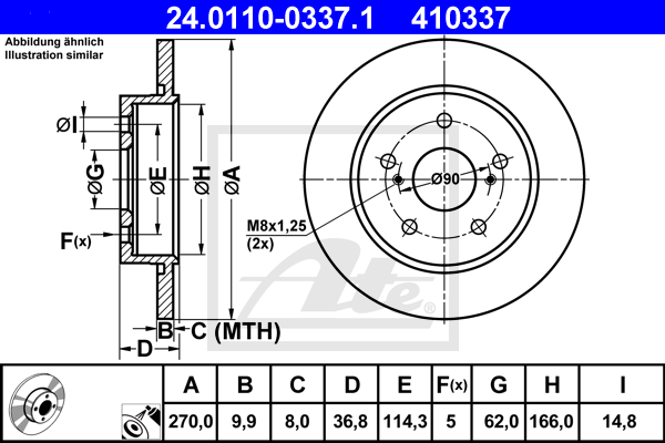 Disc frana 24.0110-0337.1 ATE