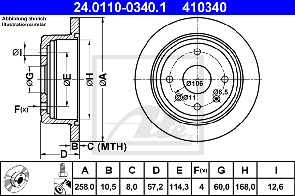 Disc frana 24.0110-0340.1 ATE