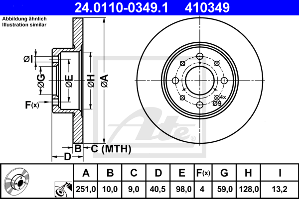 Disc frana 24.0110-0349.1 ATE