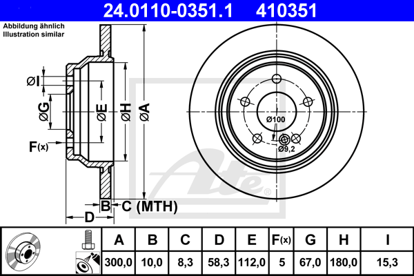 Disc frana 24.0110-0351.1 ATE