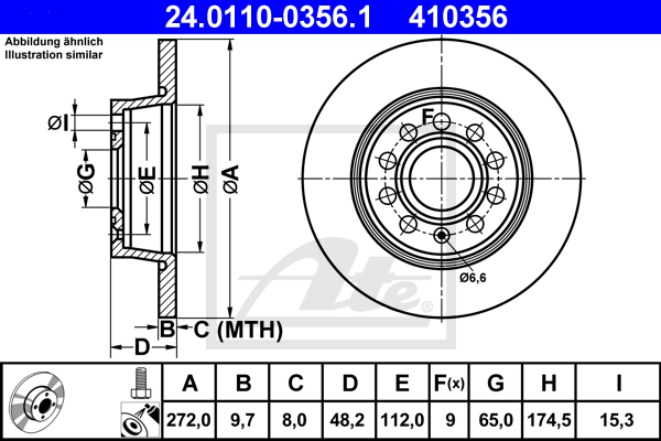 Disc frana 24.0110-0356.1 ATE