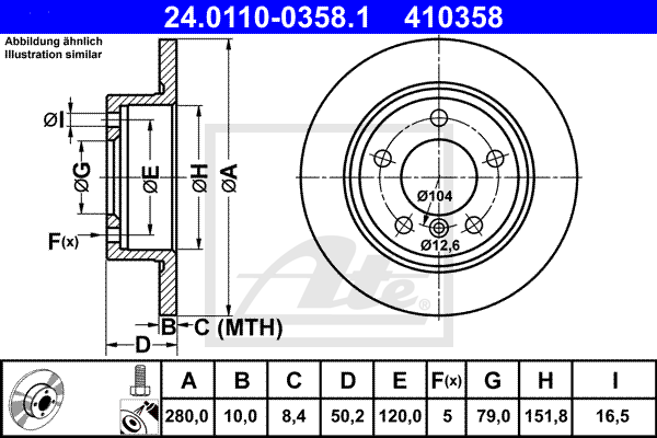 Disc frana 24.0110-0358.1 ATE