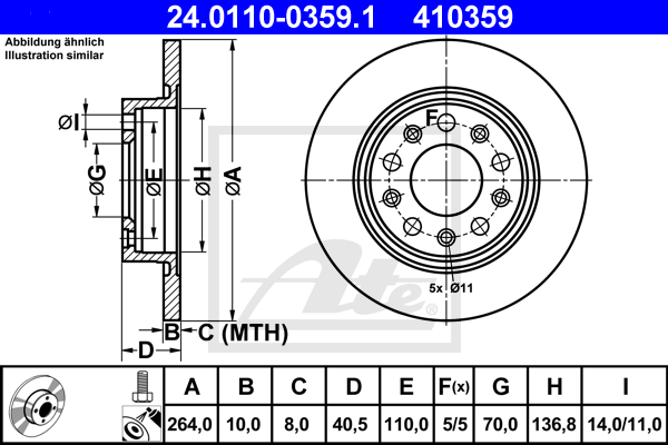 Disc frana 24.0110-0359.1 ATE