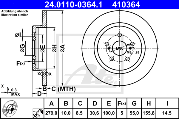 Disc frana 24.0110-0364.1 ATE