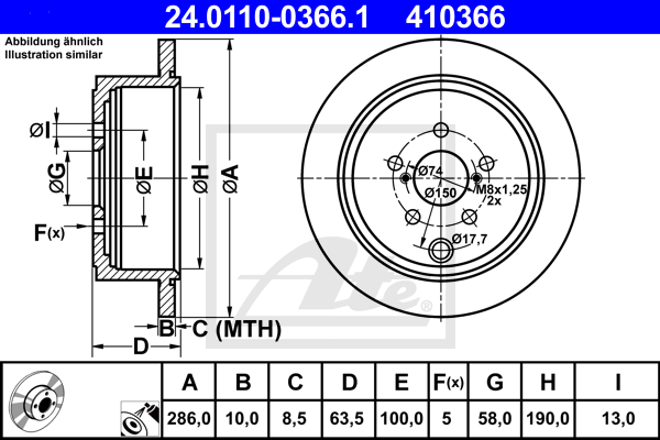 Disc frana 24.0110-0366.1 ATE