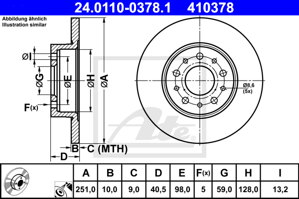 Disc frana 24.0110-0378.1 ATE