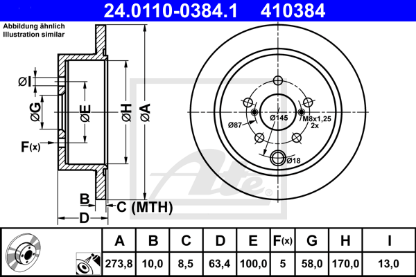 Disc frana 24.0110-0384.1 ATE