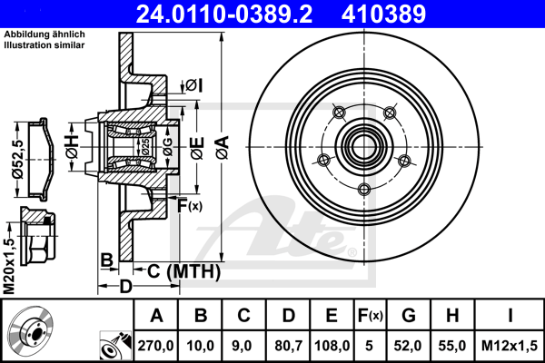 Disc frana 24.0110-0389.2 ATE