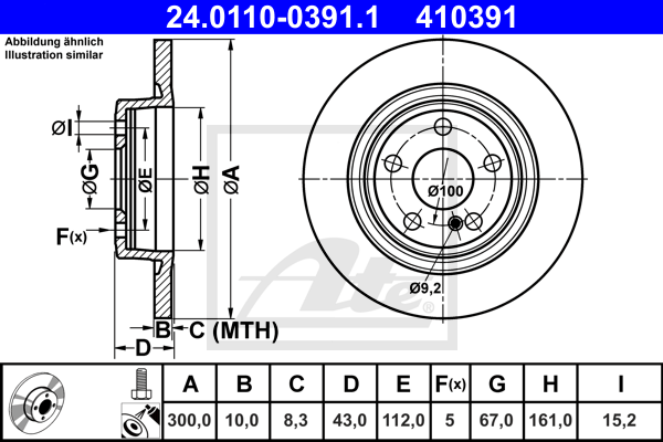 Disc frana 24.0110-0391.1 ATE