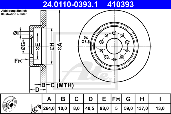 Disc frana 24.0110-0393.1 ATE