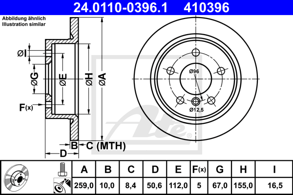 Disc frana 24.0110-0396.1 ATE