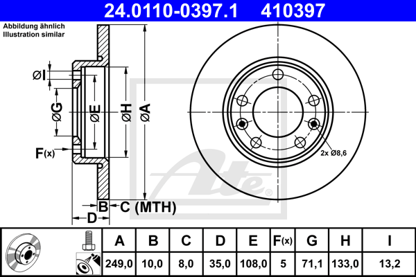 Disc frana 24.0110-0397.1 ATE