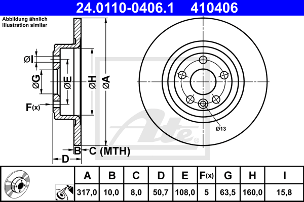 Disc frana 24.0110-0406.1 ATE