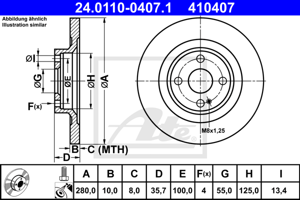 Disc frana 24.0110-0407.1 ATE