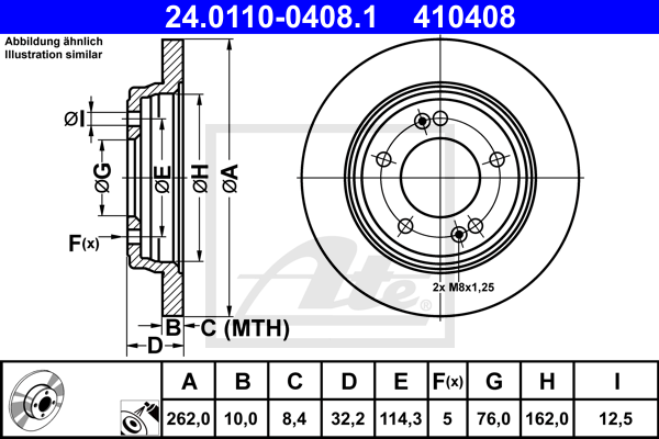 Disc frana 24.0110-0408.1 ATE