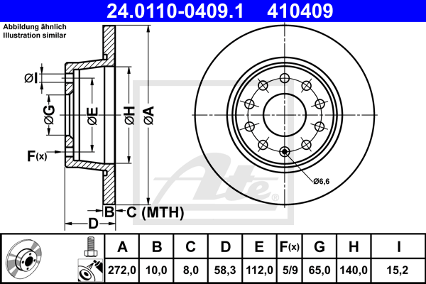 Disc frana 24.0110-0409.1 ATE