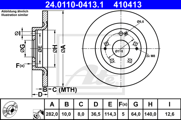 Disc frana 24.0110-0413.1 ATE