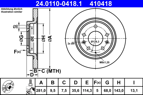 Disc frana 24.0110-0418.1 ATE