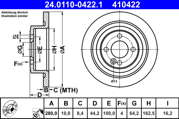 Disc frana 24.0110-0422.1 ATE