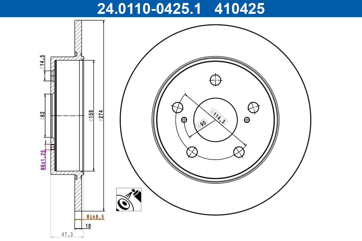 Disc frana 24.0110-0425.1 ATE