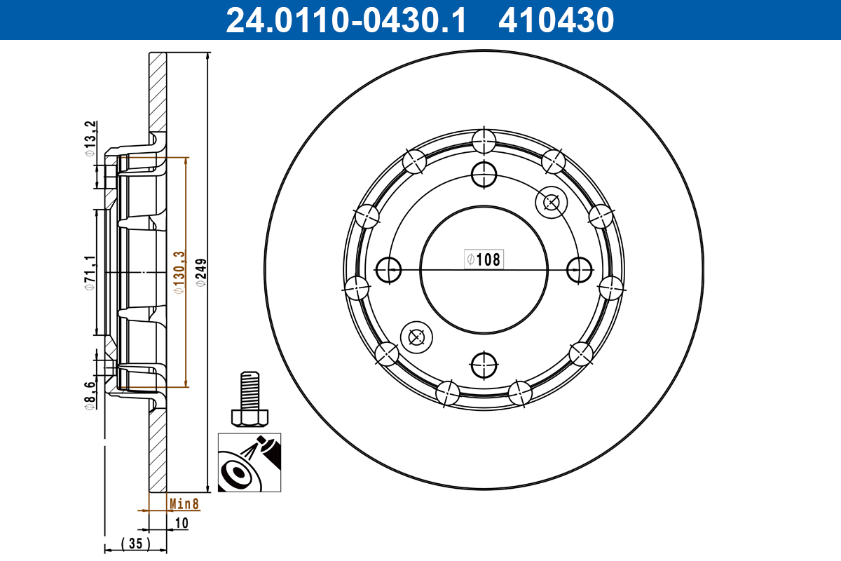 Disc frana 24.0110-0430.1 ATE