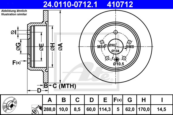 Disc frana 24.0110-0712.1 ATE