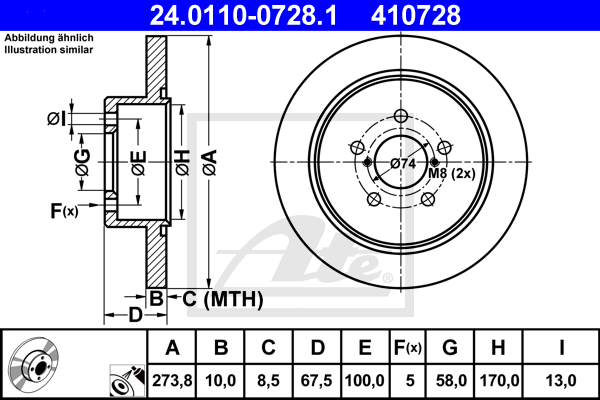 Disc frana 24.0110-0728.1 ATE