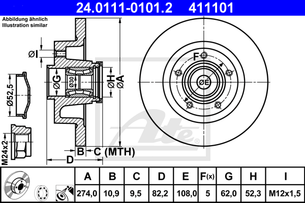 Disc frana 24.0111-0101.2 ATE