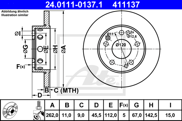 Disc frana 24.0111-0137.1 ATE