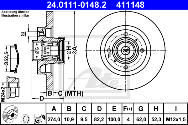 Disc frana 24.0111-0148.2 ATE