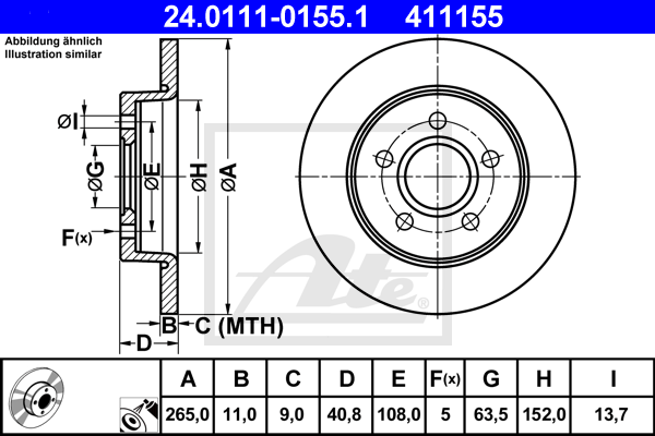 Disc frana 24.0111-0155.1 ATE