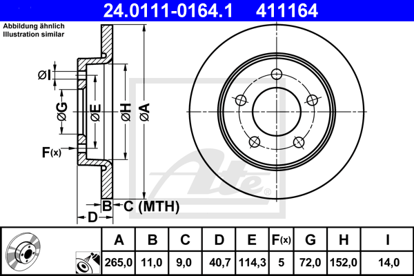 Disc frana 24.0111-0164.1 ATE